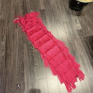 Hot pink fuschia fringe fashion nova gown dress with tassels